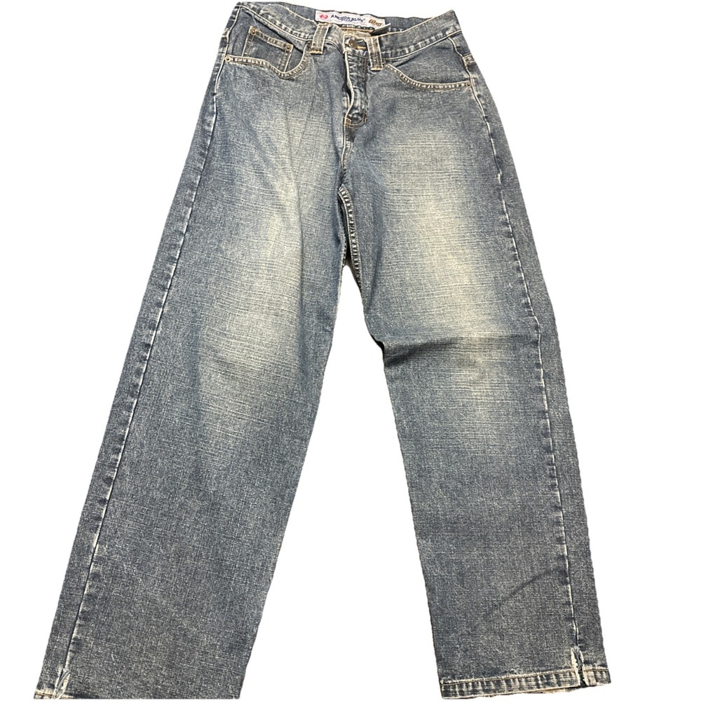 Vintage Y2K Anchor Blue BIG BAGGY Denim Jeans Mens Size 30x30 Wide Leg